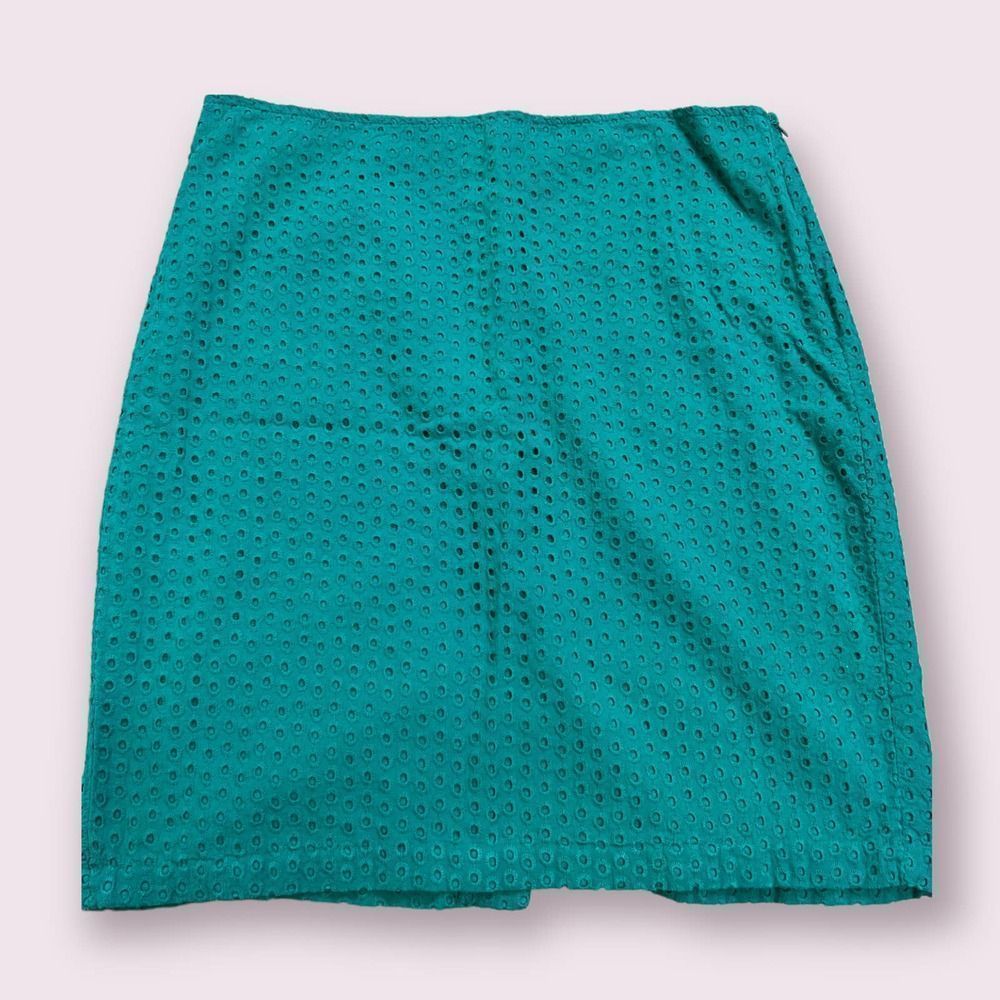 Max Studio Kelly Green Eyelet Pencil Skirt- Size 10